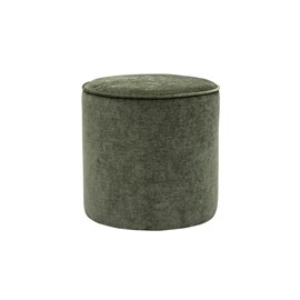 Pouf rond en tissu effet velours vert kaki d40 cm paul