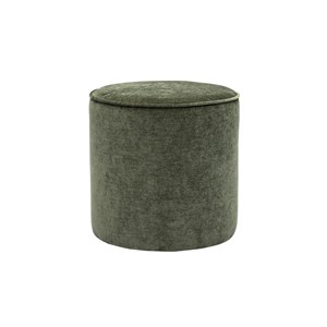 Pouf rond en tissu effet velours vert kaki d40 cm paul