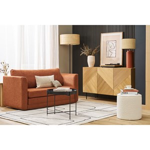 Pouf rond en tissu effet velours vert kaki d40 cm paul