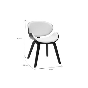 Chaise blanche et bois foncé noyer walnut