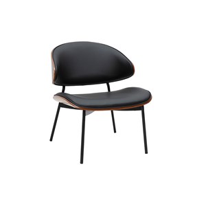 Fauteuil noir, bois foncé et métal noir fabulo