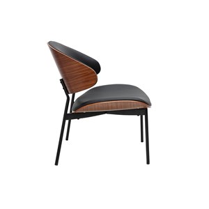 Fauteuil noir, bois foncé et métal noir fabulo