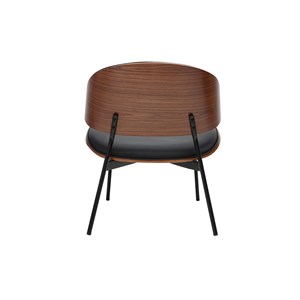 Fauteuil noir, bois foncé et métal noir fabulo
