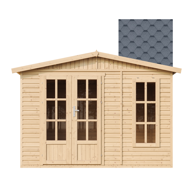 Timbela - Abri de jardin en bois 6 m2 - avec des bardeaux bitumineux - gris