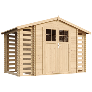 Abri de jardin en bois et range bûches extérieur - 3,53 + 0,97+0,97 m2