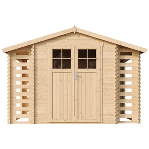 Abri de jardin en bois et range bûches extérieur - 3,53 + 0,97+0,97 m2