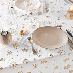 Nappe 140x240 imprimée flocons dorés