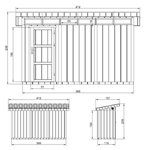Abri de jardin qualité premium 4m² l161xl412xh239 cm - beige