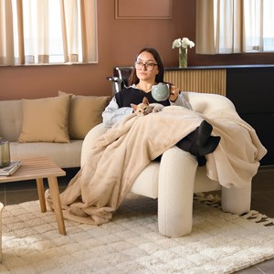 Couverture, plaid cosy ultra doux Beige