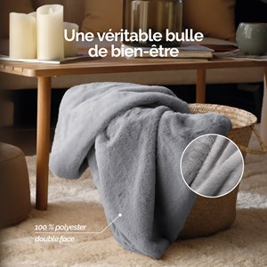 Couverture, plaid cosy ultra doux Gris