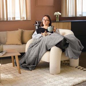 Couverture, plaid cosy ultra doux Gris