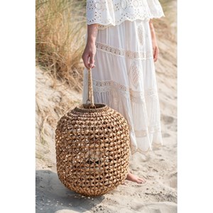 Lanterne bois marron h.45cm