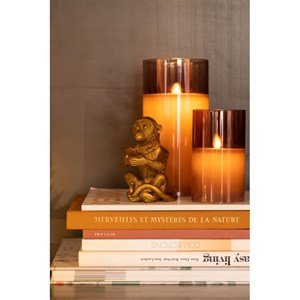 Lampe verre marron h.12.5cm