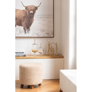 Pouf textile beige h.40cm