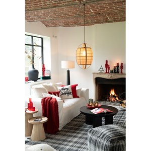 Lampe bois beige h.66cm