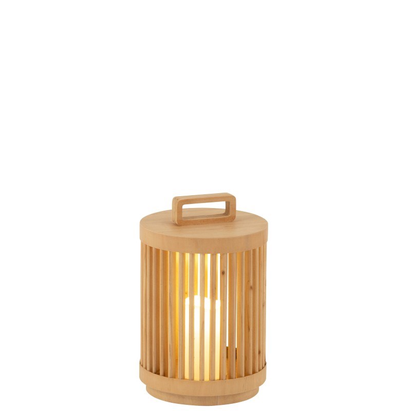 Lampe bois beige h.32cm