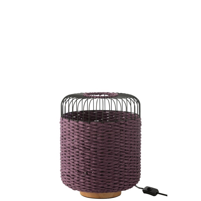 Lampe métal mauve h.34.5cm
