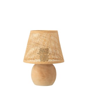 Lampe bois beige h.23cm
