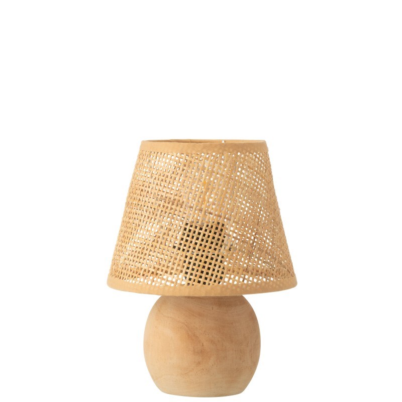 Lampe bois beige h.23cm