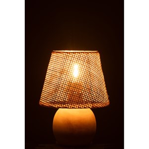 Lampe bois beige h.23cm
