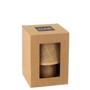 Lampe bois beige h.23cm