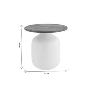 Table d'appoint ronde blanche et bois manguier massif h49 cm verona