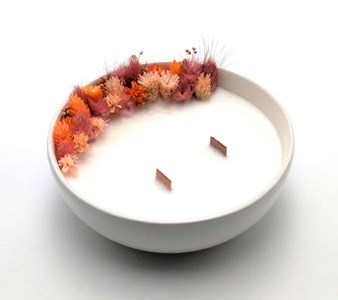 Grande bougie fleurs séchée chance