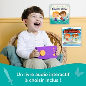 Lunii - pack voyage ma fabrique à histoires violette et son casque audio