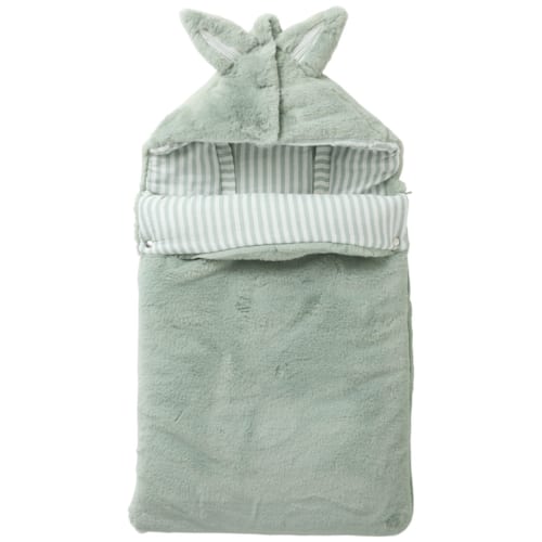 Bb&Co - Nid d’ange fausse fourrure doublé gaze de coton rayé vert de gris (0-6 mois)