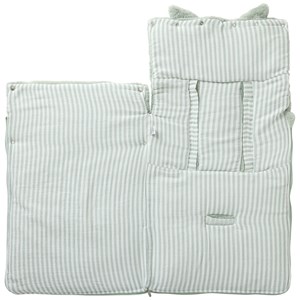 Nid d’ange fausse fourrure doublé gaze de coton rayé vert de gris (0-6 mois)