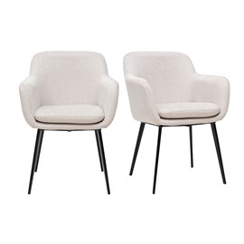 Chaises en tissu effet velours texturé beige et métal noir (lot de 2) amika