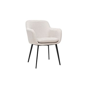 Chaises en tissu effet velours texturé beige et métal noir (lot de 2) amika
