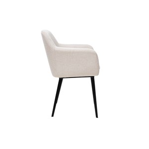 Chaises en tissu effet velours texturé beige et métal noir (lot de 2) amika