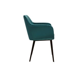 Chaises en tissu velours bleu pétrole et métal noir (lot de 2) amika