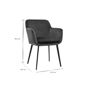 Chaises en tissu velours bleu pétrole et métal noir (lot de 2) amika