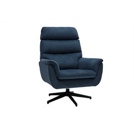 Fauteuil pivotant en tissu chenille bleu foncé et métal noir jonah