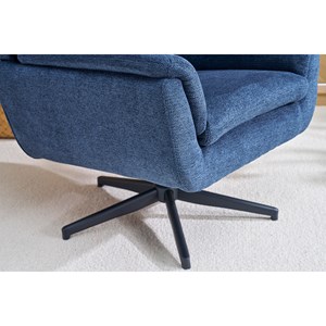 Fauteuil pivotant en tissu chenille bleu foncé et métal noir jonah