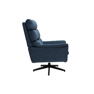 Fauteuil pivotant en tissu chenille bleu foncé et métal noir jonah