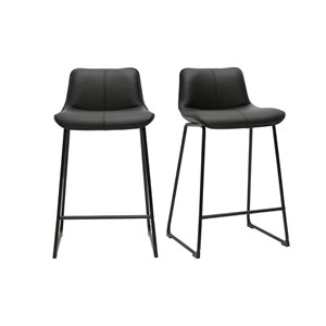 Tabourets de bar noirs et métal h65 cm (lot de 2) boost