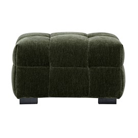 Pouf repose-pieds en tissu effet velours vert kaki corto