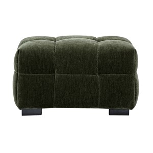 Pouf repose-pieds en tissu effet velours vert kaki corto
