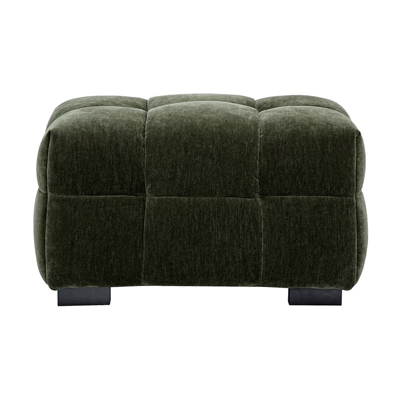 Miliboo - Pouf repose-pieds en tissu effet velours vert kaki corto