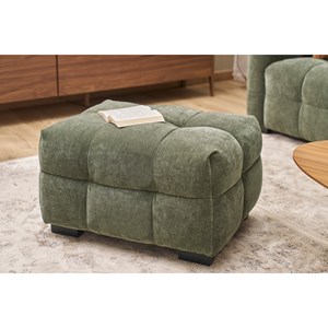 Pouf repose-pieds en tissu effet velours vert kaki corto