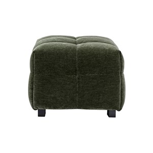 Pouf repose-pieds en tissu effet velours vert kaki corto