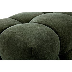 Pouf repose-pieds en tissu effet velours vert kaki corto