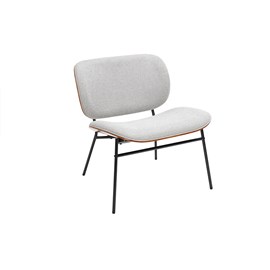 Fauteuil en tissu effet velours texturé gris et métal noir shelby