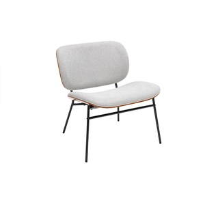 Fauteuil en tissu effet velours texturé gris et métal noir shelby