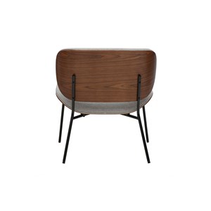 Fauteuil en tissu effet velours texturé gris et métal noir shelby