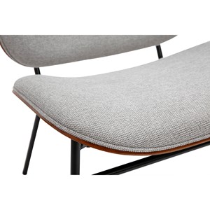 Fauteuil en tissu effet velours texturé gris et métal noir shelby