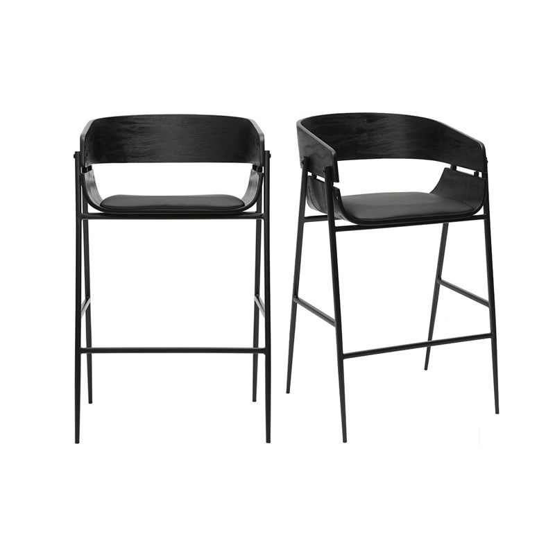 Tabourets de bar noirs (lot de 2) wess